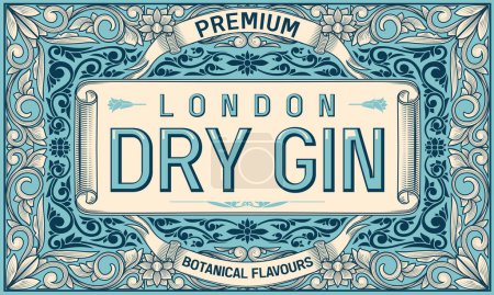 Photo for Dry gin - ornate vintage decorative label - Royalty Free Image