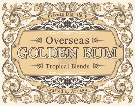 Photo for Golden Rum - ornate vintage decorative label - Royalty Free Image