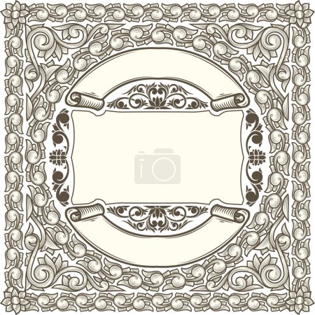 Photo for Decorative ornate retro monochrome blank card template - Royalty Free Image