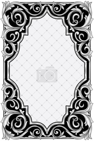 Photo for Decorative ornate monochrome retro floral blank card - Royalty Free Image