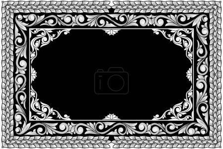 Photo for Decorative monochrome ornate retro floral blank card - Royalty Free Image
