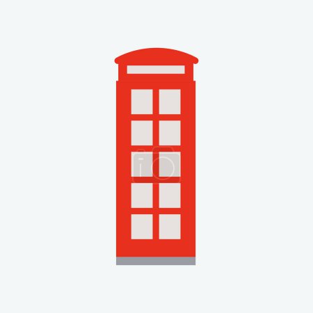 Illustration for Red telephone box. Flat style illustration - Royalty Free Image