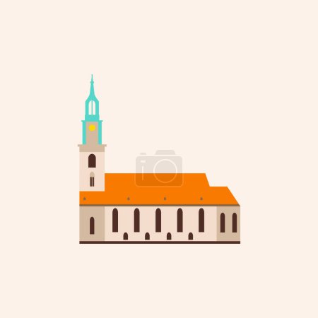 Téléchargez les illustrations : Église Sainte-Marie, Berlin. Illustration plate. - en licence libre de droit