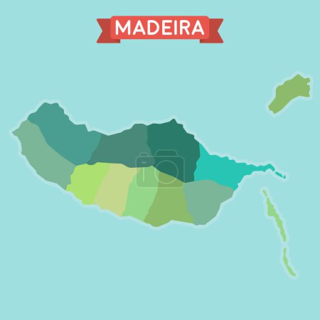 Ilustración de Mapa de Madeira estilizado. Mapa turístico y de viajes. - Imagen libre de derechos