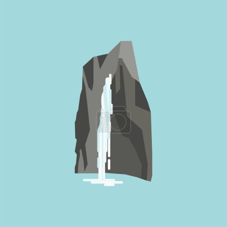 Illustration for Cascata dos Anjos waterfall in Madeira. Flat style illustration - Royalty Free Image