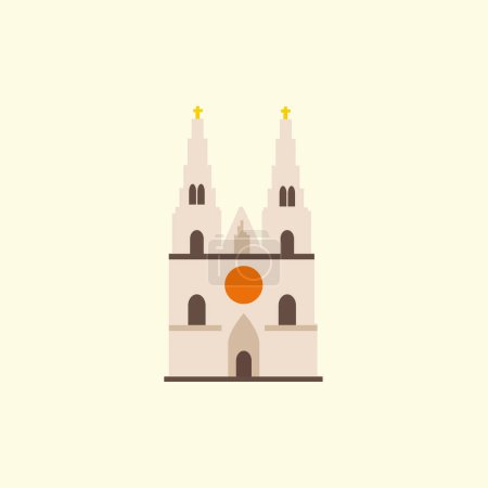 Ilustración de Iglesia de Santa Ludmila en Praga. Ilustración de estilo plano - Imagen libre de derechos