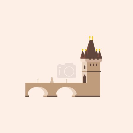 Téléchargez les illustrations : Pont Charles à Prague. Illustration style plat. - en licence libre de droit