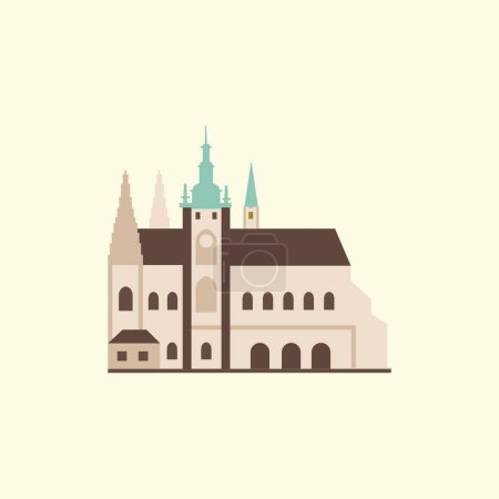 Téléchargez les illustrations : Château de Prague. Illustration style plat. - en licence libre de droit