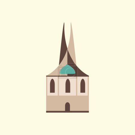 Téléchargez les illustrations : Monastère d'Emmaüs à Prague. Illustration style plat. - en licence libre de droit