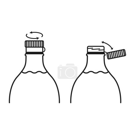 Illustration for New tethered caps in EU. Bottle cap icon. - Royalty Free Image
