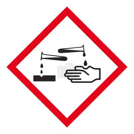 Illustration for GHS Corrosive label. Hazard warning sign. - Royalty Free Image