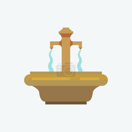 Illustration for Fountain in Karlovy Vary. Flat style illustration. - Royalty Free Image