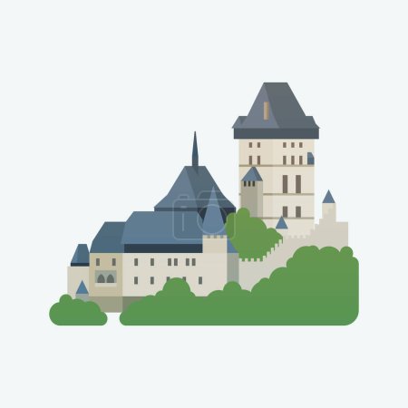 Illustration for Karlstejn Castle. Flat style illustration. - Royalty Free Image