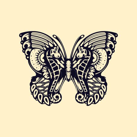 Illustration for Illustration butterfly with seahorses design vector - Royalty Free Image