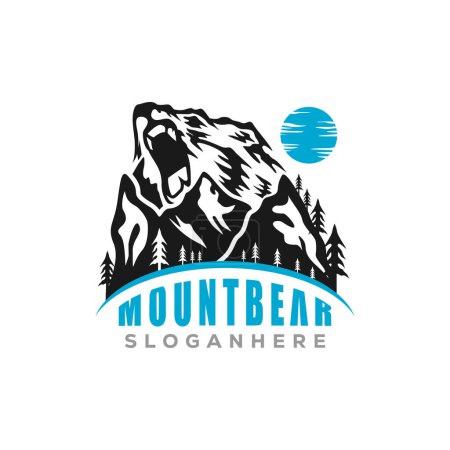 Silhouette bear with mountain design