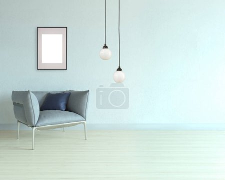 Photo for Modern empty house interior design and lamp. 3D illustration - Royalty Free Image