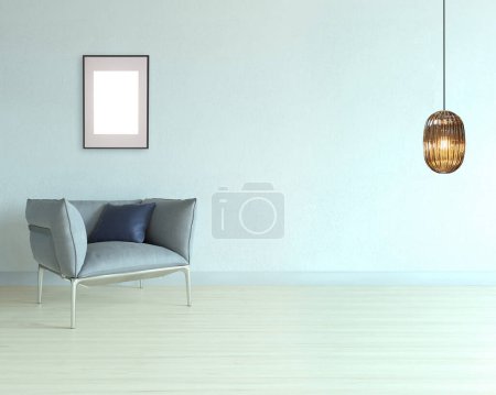 Foto de Moderno diseño interior de la casa vacía y lámpara. Ilustración 3D - Imagen libre de derechos