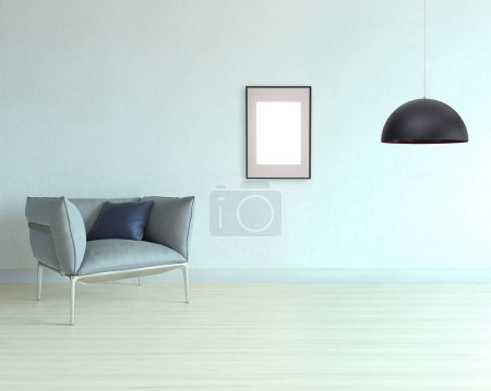 Téléchargez les photos : Design intérieur de maison vide moderne et lampe. Illustration 3D - en image libre de droit