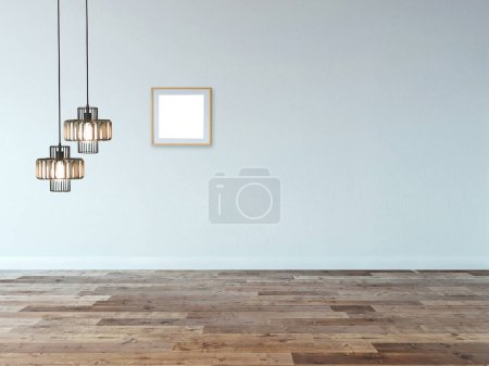Téléchargez les photos : Design intérieur vide lumineux, mur de pierre. Illustration 3D - en image libre de droit