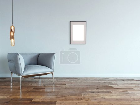 Photo for New empty living room interior decoration wooden floor, stone wall concept. decorative background for home, office and hotel. 3D illustration - Royalty Free Image