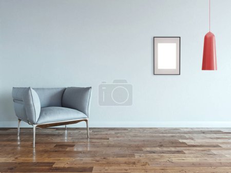 Foto de Nueva sala de estar vacía decoración interior piso de madera, concepto de pared de piedra. fondo decorativo para el hogar, oficina y hotel. Ilustración 3D - Imagen libre de derechos