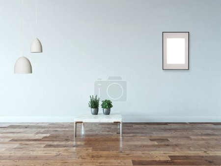 Foto de Diseño interior vacío brillante, pared de piedra. Ilustración 3D - Imagen libre de derechos