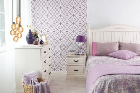 Foto de Special design modern bedroom interior design concept and modern lamp - Imagen libre de derechos