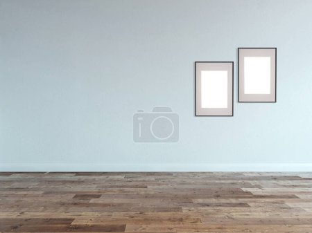 Photo for Bright empty interior design, decorative stone wall. 3D illustration - Royalty Free Image
