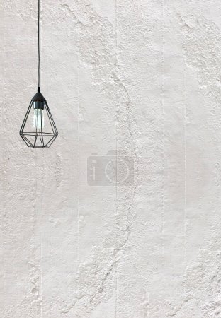 Photo for Bright stone wall interior design and modern lamp - Royalty Free Image