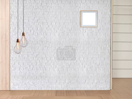 Téléchargez les photos : Mur en pierre, design intérieur pour la maison, bureau, hôtel et chambre, lampe moderne. Illustration 3D - en image libre de droit