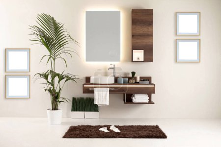 Téléchargez les photos : Style de salle de bain moderne et design décoratif intérieur - en image libre de droit
