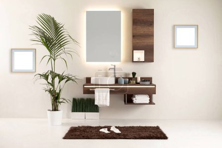 Photo for Modern wall clean bathroom style and interior decorative design - Royalty Free Image
