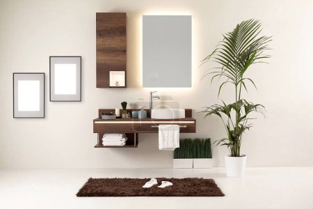 Téléchargez les photos : Style de salle de bain moderne et design décoratif intérieur - en image libre de droit