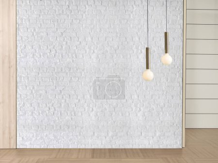 Foto de Diseño interior vacío brillante, pared de piedra decorativa. Ilustración 3D - Imagen libre de derechos