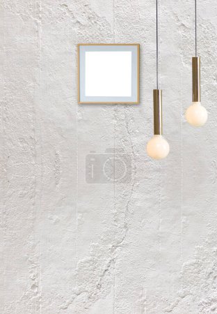 Téléchargez les photos : Mur en pierre design intérieur lampe moderne pour la maison, bureau, hôtel et chambre. Illustration 3D - en image libre de droit