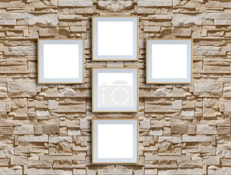 Photo for Bright empty interior design, stone wall. 3D illustration - Royalty Free Image