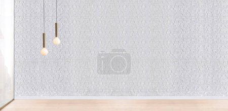 Photo for Empty room interior decoration wooden floor, stone wall concept. decorative background for home, office and hotel. 3D illustration - Royalty Free Image