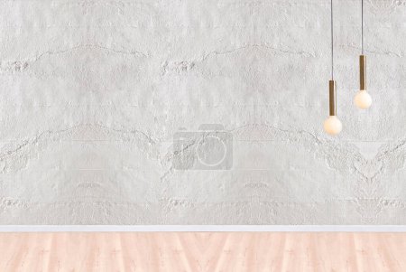 Photo for Empty living room interior decoration modern lamp and wooden floor, stone wall concept. decorative background for home, office, hotel. 3D illustration - Royalty Free Image
