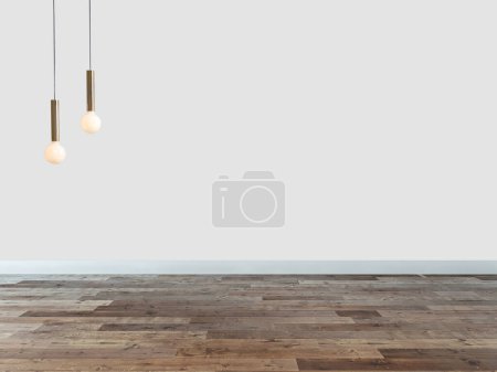 Foto de Moderno diseño interior de la casa vacía y lámpara. Ilustración 3D - Imagen libre de derechos