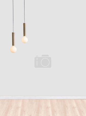 Téléchargez les photos : Design intérieur de maison vide moderne et lampe. Illustration 3D - en image libre de droit