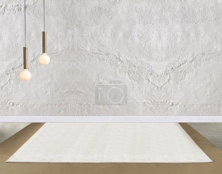 Photo for Stone wall lamp modern interior decoration empty room. 3D illustration - Royalty Free Image