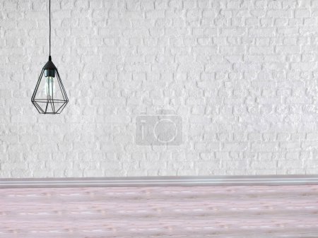 Photo for Stone wall interior design living room, modern decorative design lamp. 3D illustration - Royalty Free Image