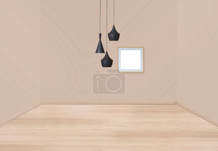 Téléchargez les photos : Chambre vide et fauteuil gris design intérieur. Illustration 3D - en image libre de droit