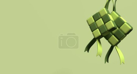 Téléchargez les photos : Rendu 3D de ketupat. Alimentation traditionnelle au ketupat. Icône de rendu 3d Ketupat. Convient pour la décoration Ramadan et Aïd - en image libre de droit