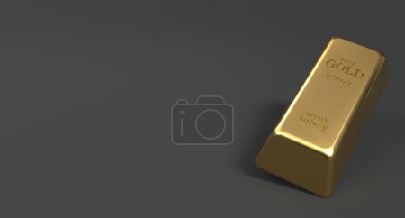 Gold bar. 1kg gold bullion. Shiny gold bar. 3D rendering illustration of gold bar. Business financial banking concept