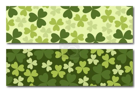 Illustration for Banners with shamrock leaves. Realistic green clovers. Shamrock Banner. Horizontal background. Vector illustration - Royalty Free Image
