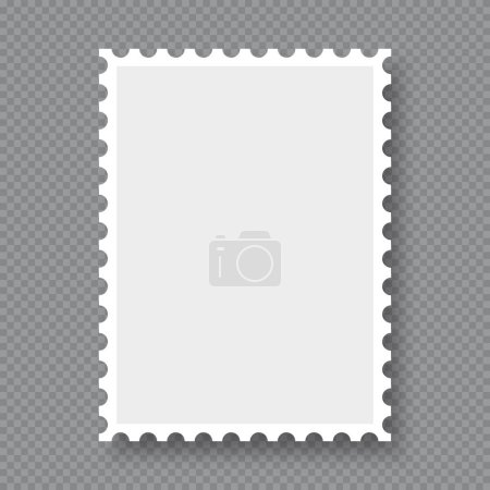 Illustration for Blank postage stamp. Clean postage stamp template. Postage stamp border. Mockup postage stamp with shadow. Vector illustration - Royalty Free Image