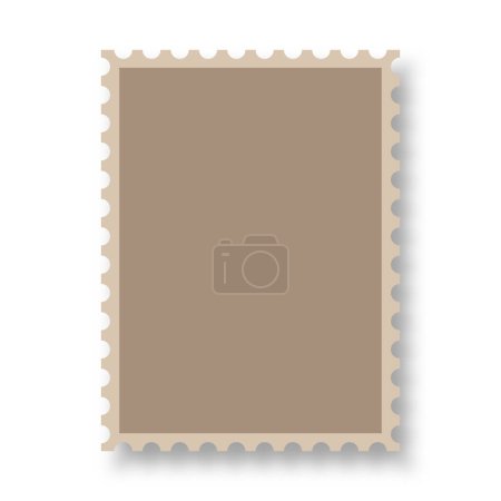 Illustration for Blank postage stamp. Clean postage stamp template. Postage stamp border. Mockup postage stamp with shadow. Vector illustration - Royalty Free Image