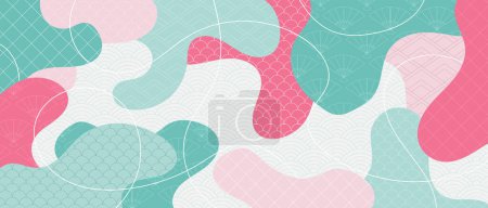 Téléchargez les illustrations : Japanese pattern background. Geometric template in traditional Japan style. Landscape background with Japanese pattern. Vector illustration - en licence libre de droit