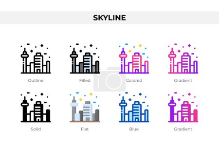 Illustration for Skyline icons in different style. Skyline icons set. Holiday symbol. Different style icons set. Vector illustration - Royalty Free Image